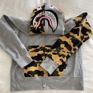 Bape Camo Tiger Shark Zip Up Hoodie Sweatshirt